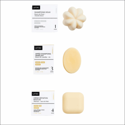 Routine boucle Umaï Shampoing doux Après shampoing Crème boucle