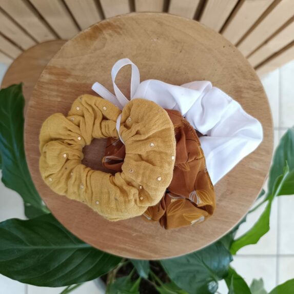 Petit chouchou de Les nuances de Rose - Ton marron - Fabriqué avec amour en Bretagne à Lanvallay - Made in France